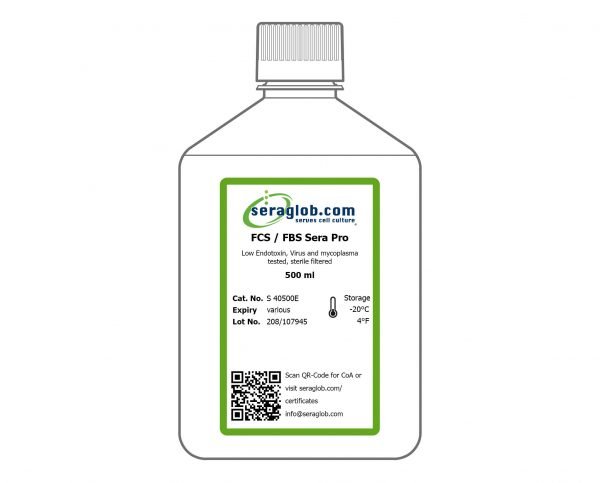 Sera Pro, FBS, Low Endotoxin, Virus and mycloplasma tested, 500 ml