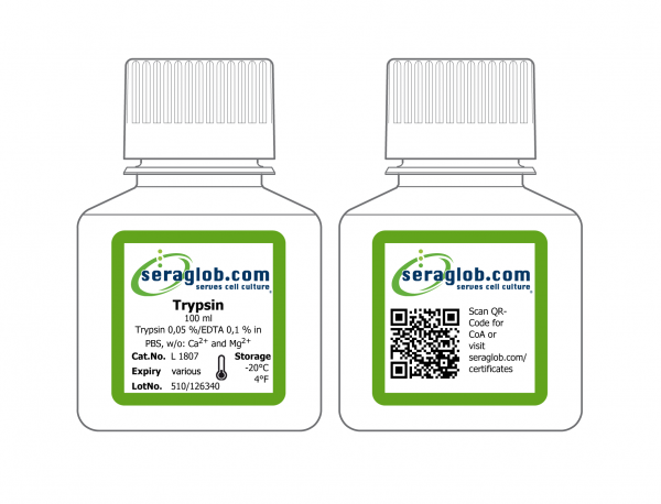 Trypsin 0,05 %/EDTA 0,1 % in PBS, w/o: Ca2+ and Mg2+, 100 ml