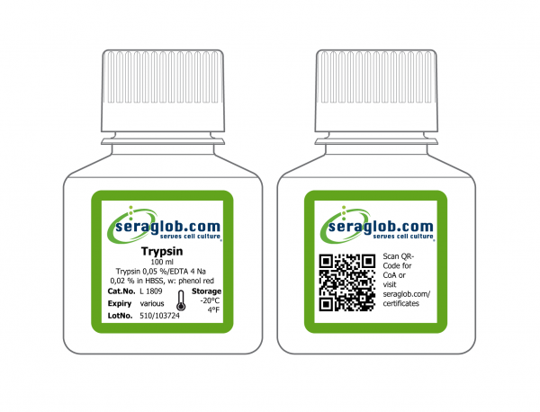 Trypsin 0,05 %/EDTA 4 Na 0,02 % in HBSS, w: phenol red, 100 ml