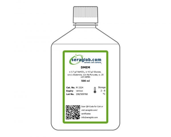 DMEM-w-3.7-g_l-NaHCO3-w-4.5-g_l-Glucose-w_o-L-Glutamine 500ml