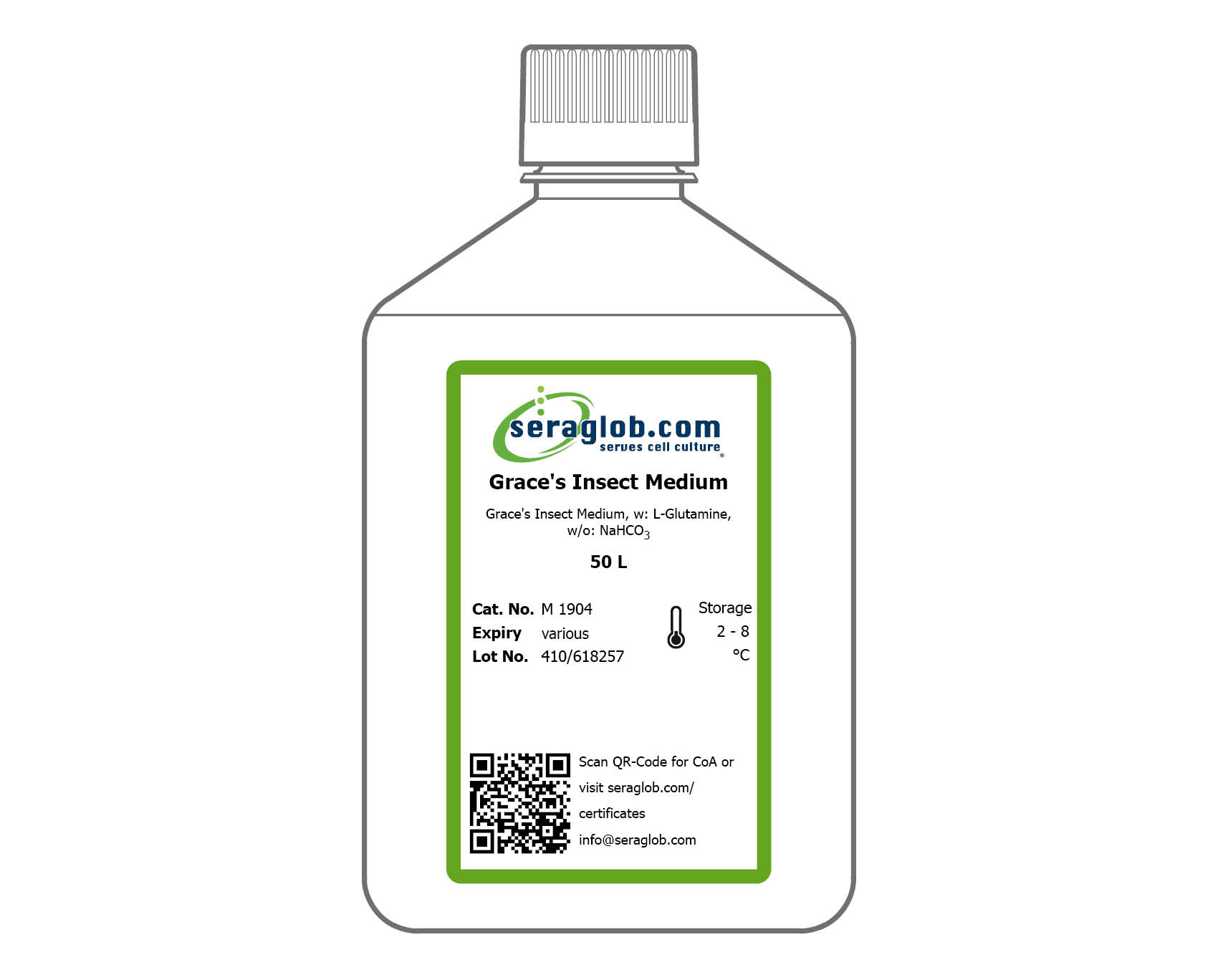 Grace?s Insect Medium, w: L-Glutamine, w/o: NaHCO3, 50 L