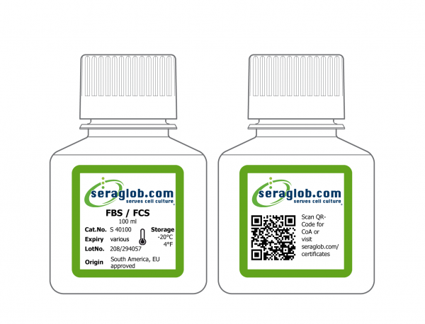 Fetal bovine serum, South America, Virus and mycoplasma tested, 100 ml