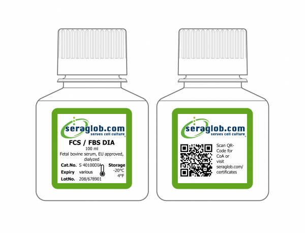 Fetal bovine serum, EU approved, dialyzed , 100 ml