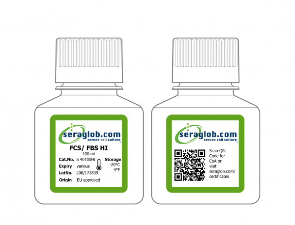 Fetal bovine serum, EU approved, heat inactivated, 100 ml